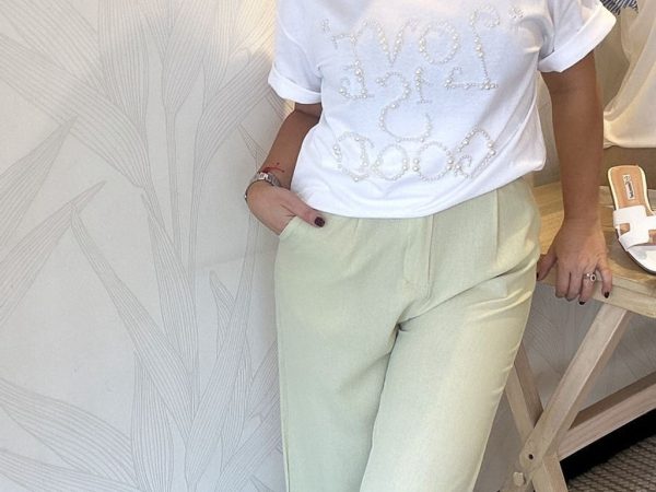 T-shirt manga corta blanca print by 22
