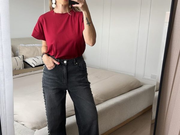 Blusa negro y burgandy